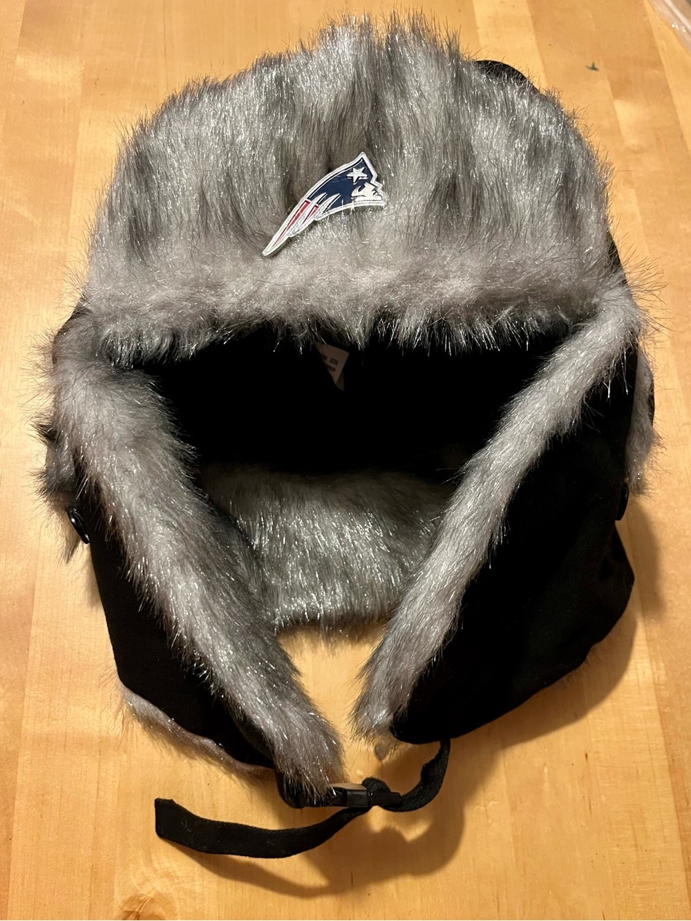 Tundra Men's Faux Fur Trapper Hat in Gray and Black with Team Patch